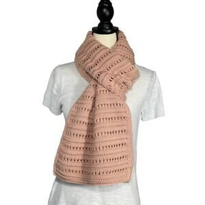Dillard's Women's Crochet Open Knit Cotton Blend Pink Cottage Scarf, 12" x 76"
